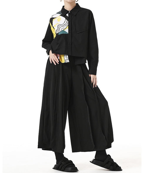 Art Print Panel Shirt&Wide Tuck Pants Series